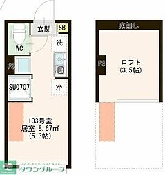 Avenir 上石神井 1階ワンルームの間取り