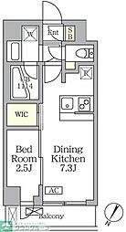 アジールコート三宿テラス 3階1DKの間取り