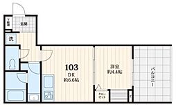 メゾンボヌール 1階1DKの間取り