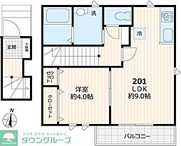 フィカーサ石神井町 2階1LDKの間取り