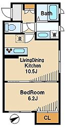 シャーメゾン弥生 1階1LDKの間取り