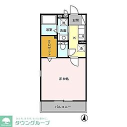 ルシェッロ 1階1SKの間取り