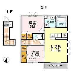 Ｌａ　ｍｅｒ　桜上水　I 2階2LDKの間取り