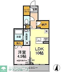 フロンティア南大泉 302 3階1LDKの間取り