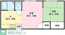 エステートいずみ 2階1LDKの間取り