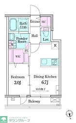 デュオメゾン高円寺駅前 3階1DKの間取り