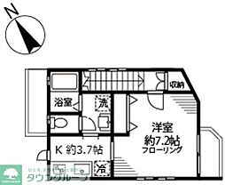 ラ・メロディ・ユイット双葉 2階1Kの間取り