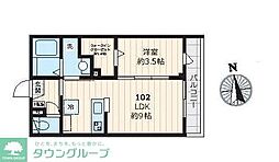 ラ　セイガ 1階1LDKの間取り