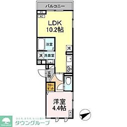 D-comodo関前 301 3階1LDKの間取り