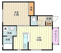 シャルム荻窪 1階1LDKの間取り