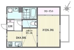 プランドール 2階1Kの間取り