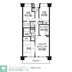 セラビーヌーベル 6階3LDKの間取り