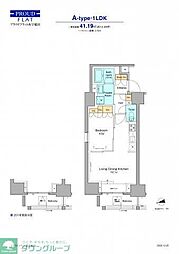 プラウドフラット西早稲田 1LDKの間取図画像