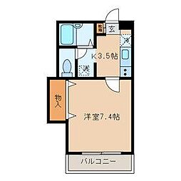 ソルクレスト北烏山 1Kの間取図画像