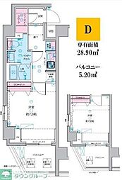 ジェノヴィア荻窪スカイガーデン 1Kの間取図画像