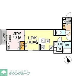 セレスティア鷺宮 1LDKの間取図画像