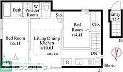 ウッドクレスト東高円寺レジデンス 2LDKの間取図画像