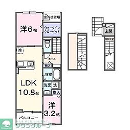 西東京市向台町5丁目アパート 2LDKの間取図画像