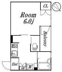 シャルム浜田山 1Kの間取図画像