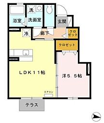 ヴェルドミールc 1LDKの間取図画像