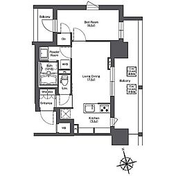 LIBRGRANT西新宿WEST 1LDKの間取図画像
