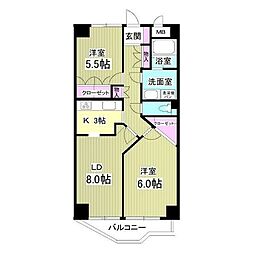 パームス鷺宮 2LDKの間取図画像