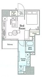 ロイジェントパークス四ッ谷 1Kの間取図画像