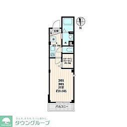 セレーノ東中野2 1Kの間取図画像