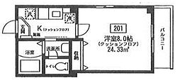 レゾナK 1Kの間取図画像