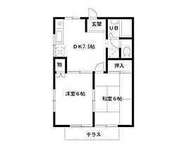 サマックスビレッジD 2DKの間取図画像