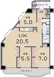 エメラルドマンション八栗 3LDKの間取図画像
