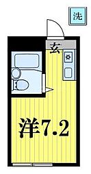 JR総武線 小岩駅 徒歩8分の賃貸マンション 2階ワンルームの間取り