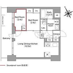 JR総武線 平井駅 徒歩8分の賃貸マンション 6階2LDKの間取り