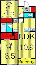 京成本線 江戸川駅 徒歩13分の賃貸マンション 1階2LDKの間取り