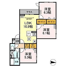 都営新宿線 船堀駅 徒歩17分の賃貸アパート 1階3LDKの間取り