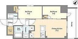 JR総武線 新小岩駅 徒歩5分の賃貸マンション 12階2DKの間取り