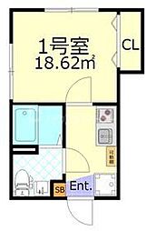 JR総武線 小岩駅 徒歩11分の賃貸アパート 2階1Kの間取り