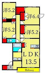 JR京葉線 葛西臨海公園駅 徒歩26分の賃貸マンション 3階4LDKの間取り