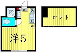 JR総武線 新小岩駅 徒歩10分の賃貸アパート 2階ワンルームの間取り
