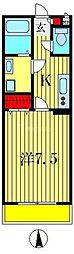 京成本線 京成小岩駅 徒歩7分の賃貸アパート 2階1Kの間取り