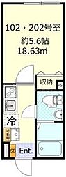 JR総武線 平井駅 徒歩6分の賃貸アパート 2階1Kの間取り