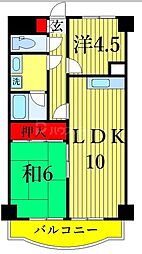 都営新宿線 篠崎駅 徒歩1分の賃貸マンション 6階2LDKの間取り