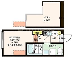 都営新宿線 篠崎駅 徒歩5分の賃貸アパート 1階1Kの間取り