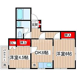 JR総武本線 新小岩駅 徒歩17分の賃貸アパート 1階2DKの間取り