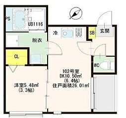 都営新宿線 一之江駅 徒歩5分の賃貸アパート 1階1DKの間取り