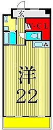 京成本線 江戸川駅 徒歩7分の賃貸マンション 4階ワンルームの間取り