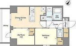JR総武線 新小岩駅 徒歩5分の賃貸マンション 7階2DKの間取り
