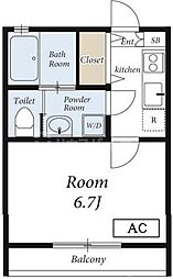 都営新宿線 篠崎駅 徒歩27分の賃貸アパート 1階1Kの間取り