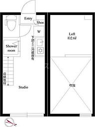 JR総武線 小岩駅 徒歩6分の賃貸アパート 2階ワンルームの間取り