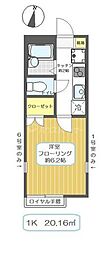京成本線 京成小岩駅 徒歩7分の賃貸アパート 2階1Kの間取り